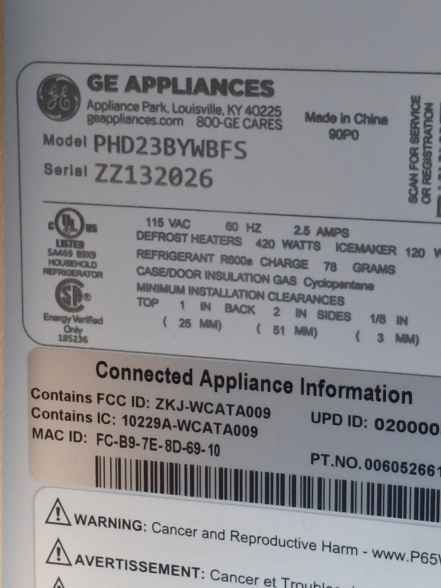 Ge 5 door Profile Refrigerator