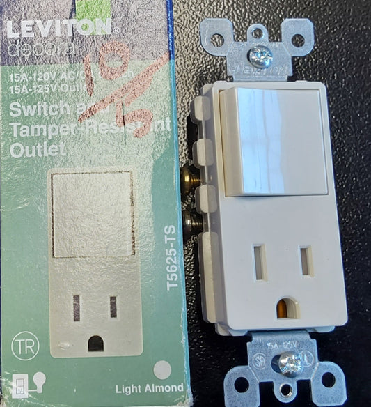 Leviton Decora Light Switch and Tamper- Resistant Outlet 15A-120VAC/CA, 15A-125V