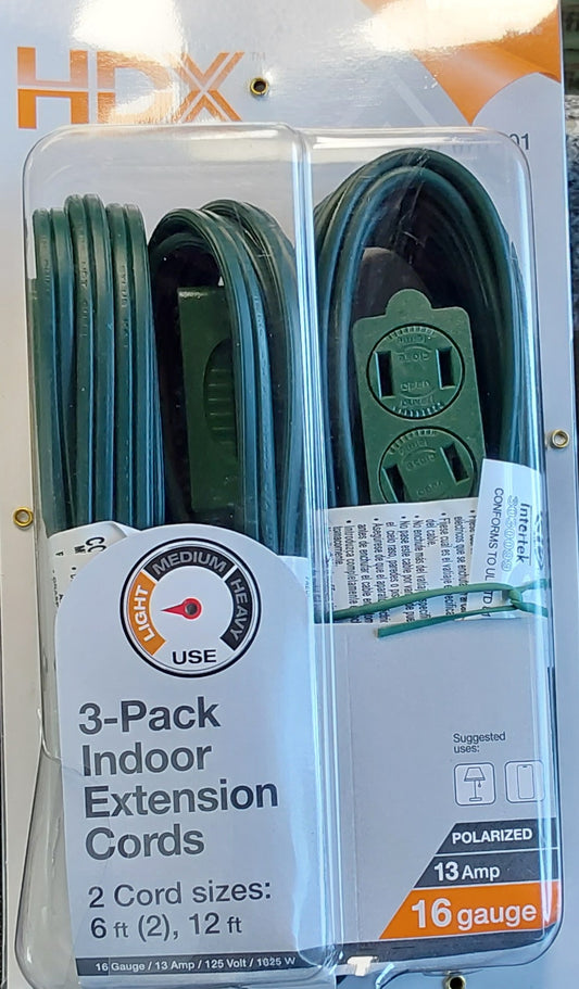 HDX 3-Pack Indoor  Extension Cord# 1007676401