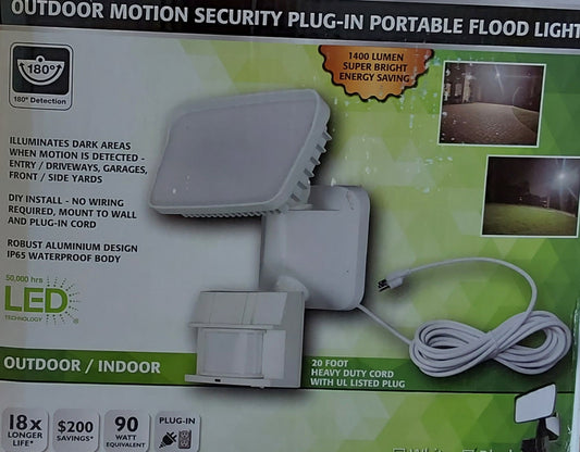 JAGUAR LIGHTING Outdoor Motion Security plug-in Portable Flood Light