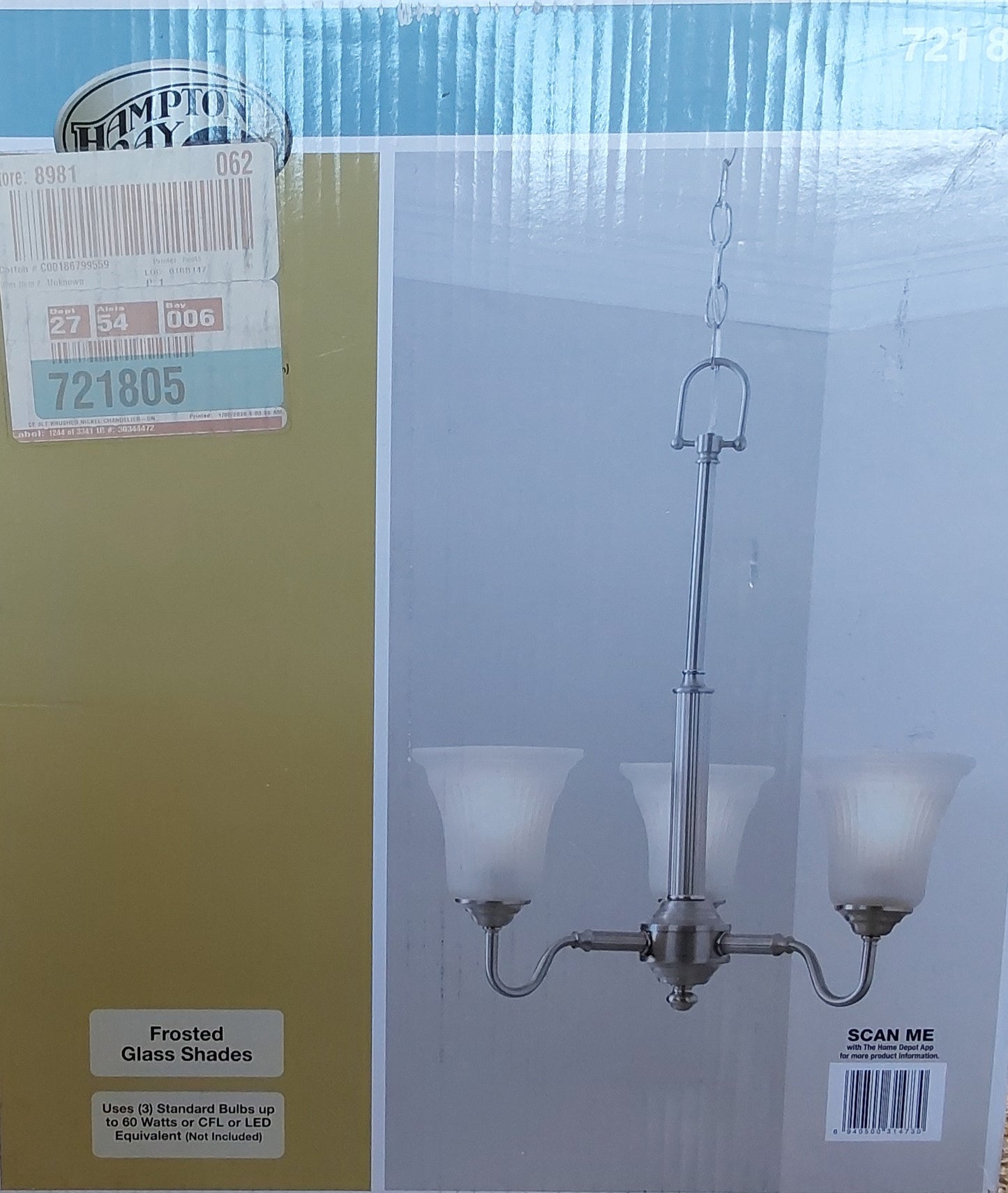 Hampton Bay 3- light Chandelier # 721805