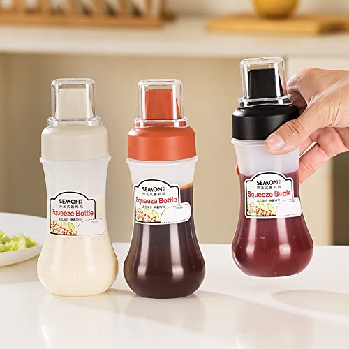 Uneedb Condiment Squeeze Bottles 5 Hole Nozzles 11.8oz/350ml Sauce Squeeze Bottle, Ketchup Bottles Squeeze for Ketchup, Sauces, Syrup, BBQ, Kitchen