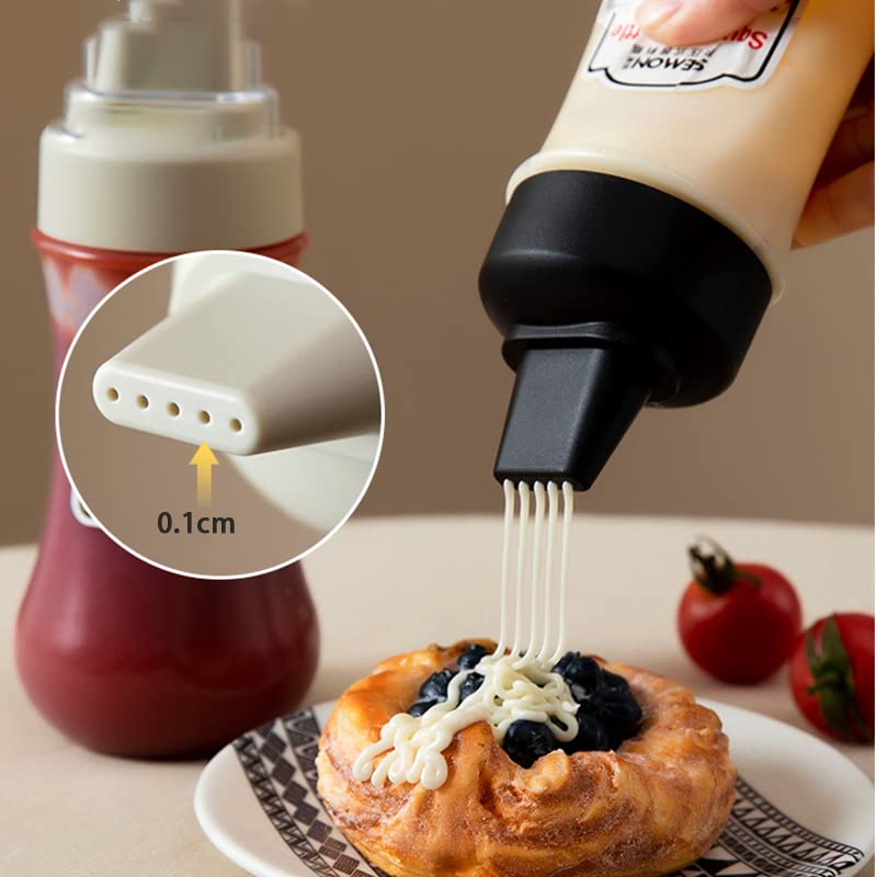 Uneedb Condiment Squeeze Bottles 5 Hole Nozzles 11.8oz/350ml Sauce Squeeze Bottle, Ketchup Bottles Squeeze for Ketchup, Sauces, Syrup, BBQ, Kitchen