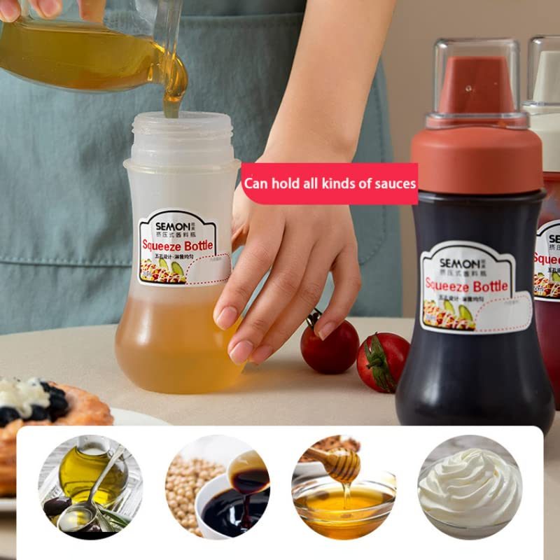 Uneedb Condiment Squeeze Bottles 5 Hole Nozzles 11.8oz/350ml Sauce Squeeze Bottle, Ketchup Bottles Squeeze for Ketchup, Sauces, Syrup, BBQ, Kitchen