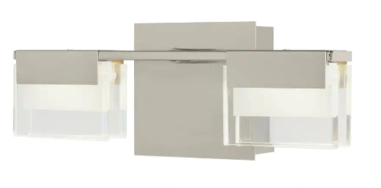 Home Decorators VICINO 2-Light Brushed Nickel Integrated LED Bathroom Vanity Light Bar