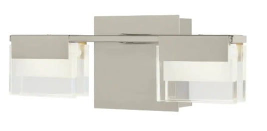 Home Decorators VICINO 2-Light Brushed Nickel Integrated LED Bathroom Vanity Light Bar
