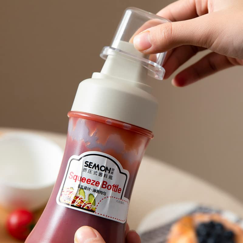Uneedb Condiment Squeeze Bottles 5 Hole Nozzles 11.8oz/350ml Sauce Squeeze Bottle, Ketchup Bottles Squeeze for Ketchup, Sauces, Syrup, BBQ, Kitchen