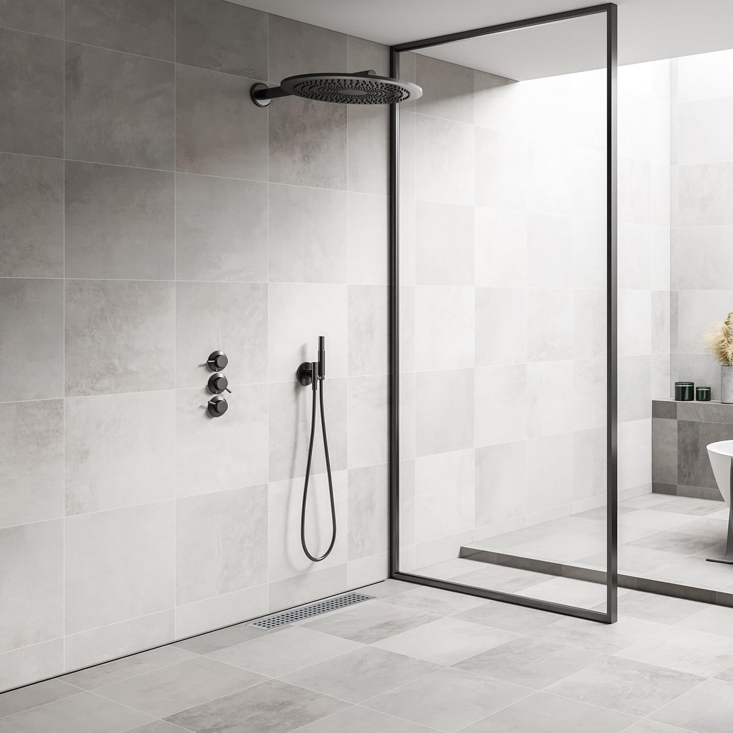 IDEALHOUSE 2024 New Linear Shower Drain, Brushed Nickel Shower Floor Drain, High Flow Shower Drain Kit with Removable Grid Cover, Hair Filter, Food-Grade SUS 304 Stainless Steel