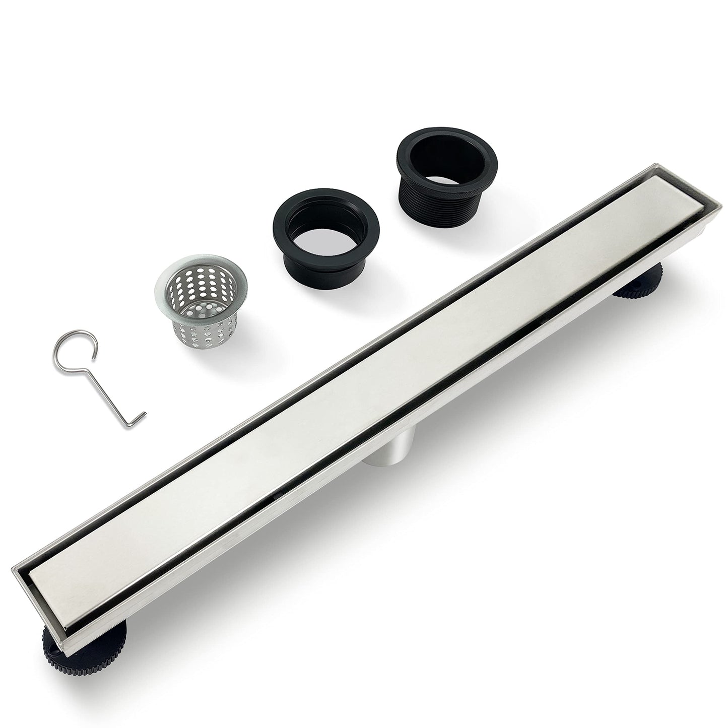 TECFORG Linear Shower Drain,Rectangle Shower Floor Drain, with Removable 2-in-1 Tile Insert Grate Cover and SUS304 Stainless Steel CUPC Certificate