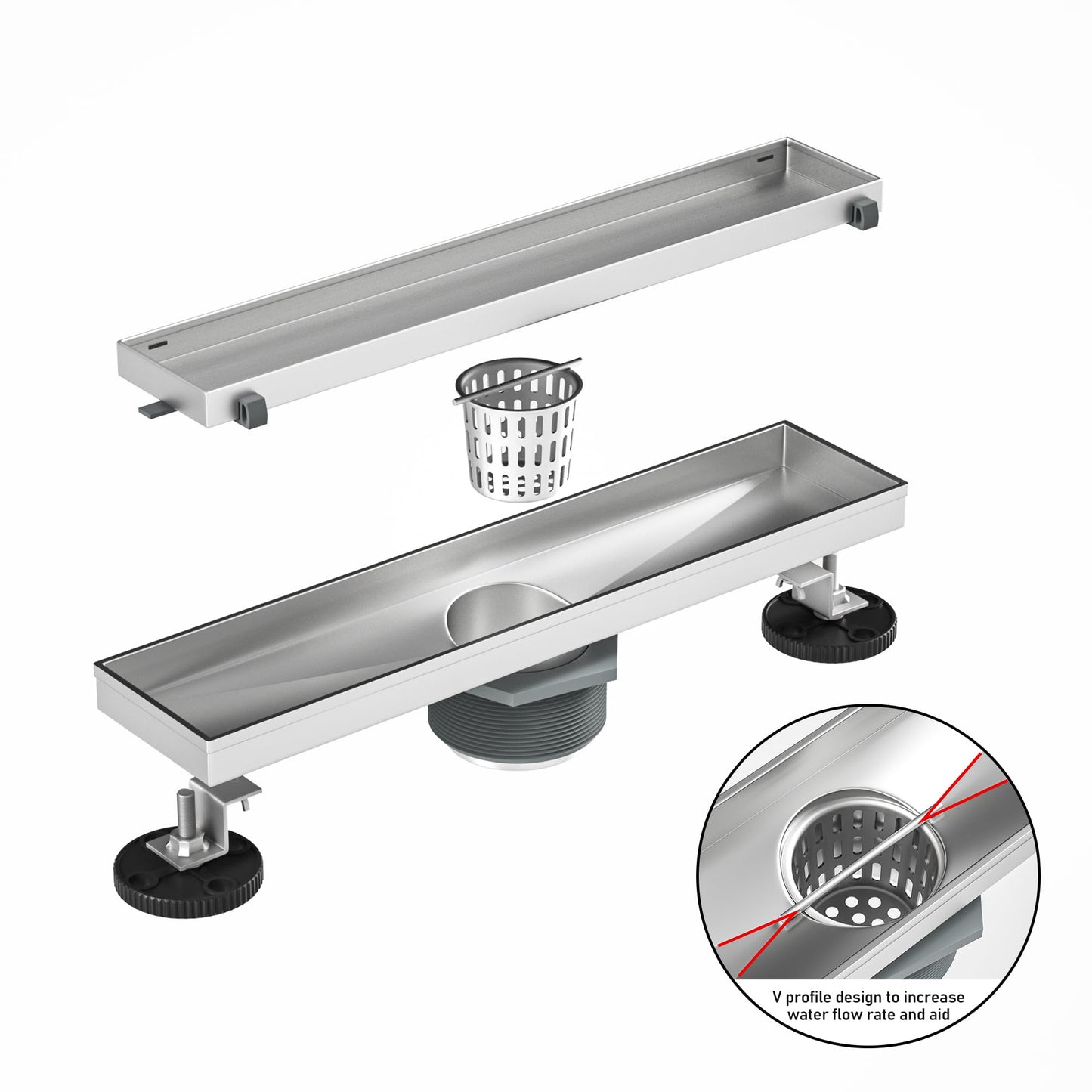 Brushed Bochni Linear Shower Drain Variations