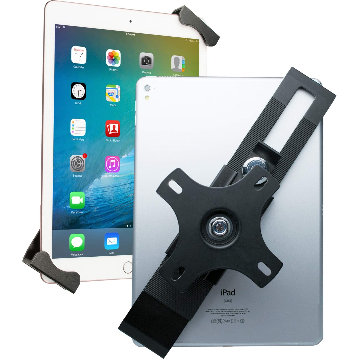 Compact Wall Mount – CTA Security Wall Mount with Lock & Key System for iPad 10th Gen 10.9" - iPad 7th/8th/9th Gen 10.2" - Galaxy Tab S3 - Surface Go 3 & Other 7-14” Tablets - Black (PAD-CSWM)