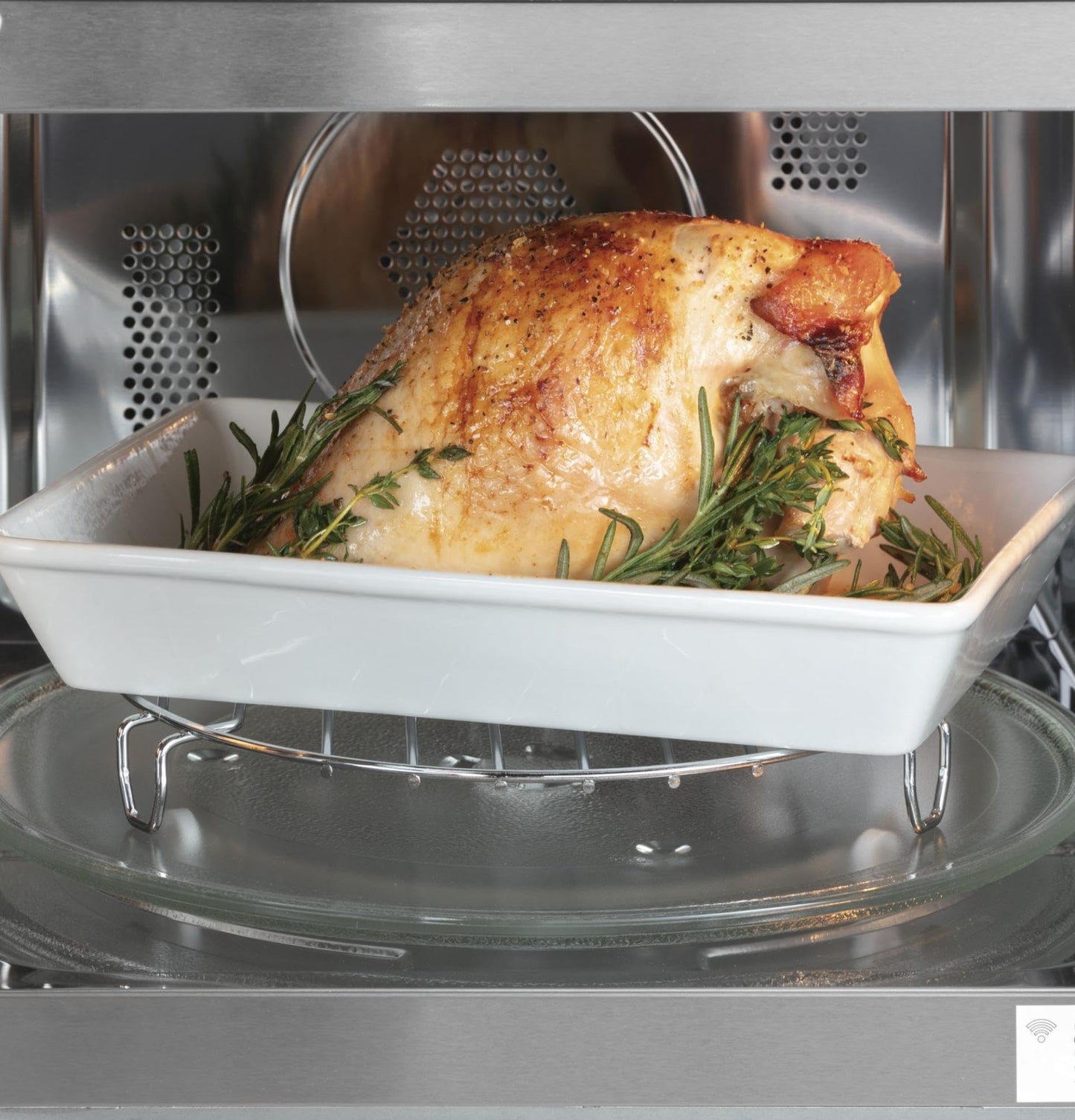 Cafe CEB515P2NSS Matte Collection Countertop Microwave Oven with 1.5 cu. ft. Capacity Convection 1000 Watts 10 Power Levels in Stainless Steel