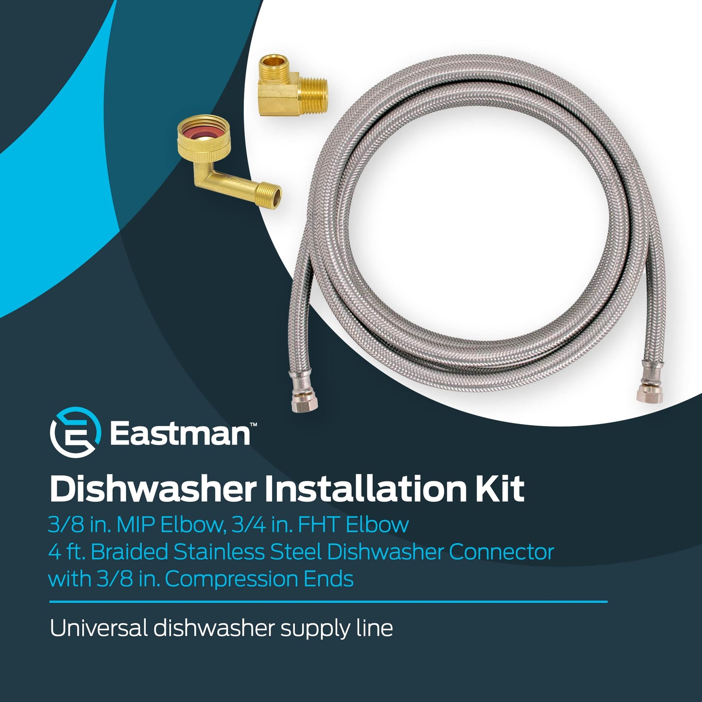 Eastman Stainless Steel Dishwasher Connector - 3/8" x 3/8"