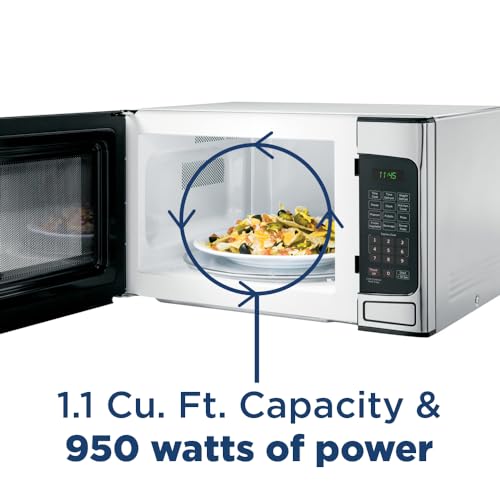 GE JESP113SPSS Countertop Microwave Oven, 1.1 Cubic Ft, Stainless Steel