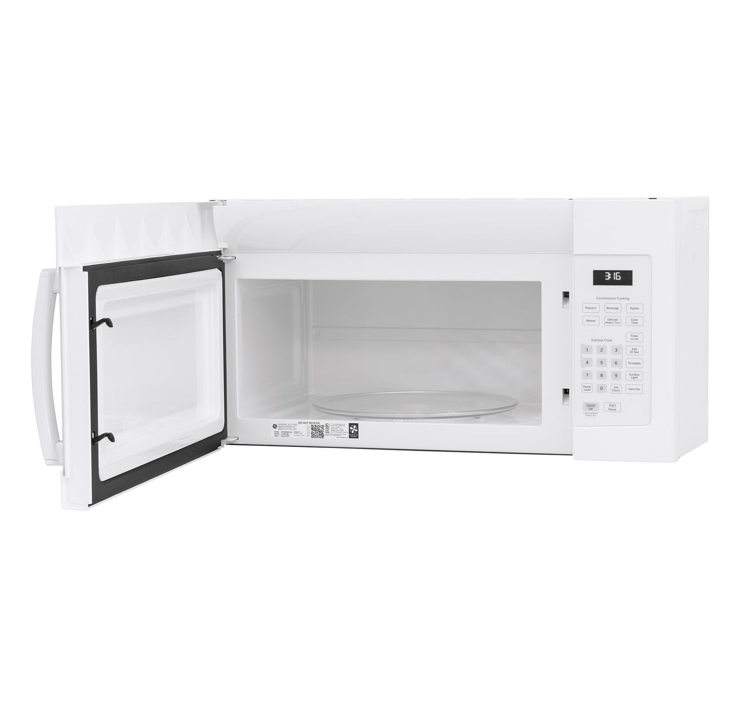 GE JVM3160DFWW 1.6 Cu. Ft. Over-the-Range Microwave Oven
