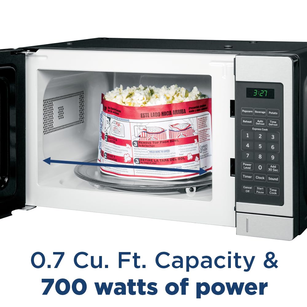 GE Countertop Microwave Oven | 0.7 Cubic Feet Capacity, 700 Watts | Kitchen Essentials for The Countertop or Dorm Room