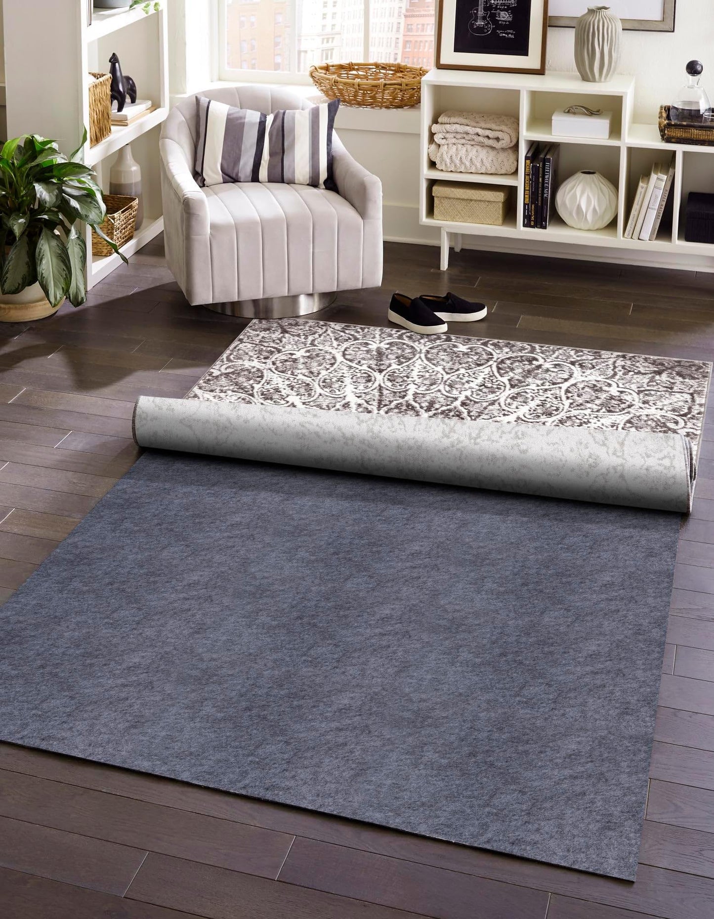 Unique Loom Uni-Luxe Dual Surface Felt and Rubber Non-Slip Rug Pad 1/4" Thick