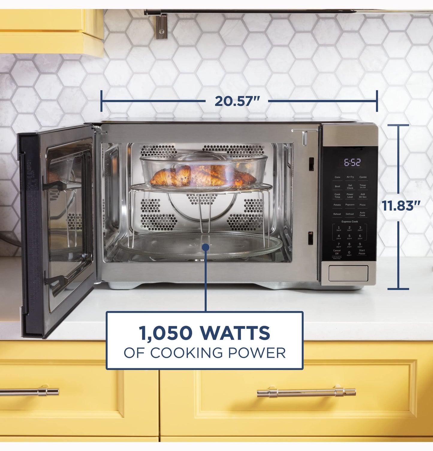 GE JES1109RRSS 1.0 Cu. Ft. Capacity Countertop Convection Microwave Oven with Air Fry, Stainless Steel
